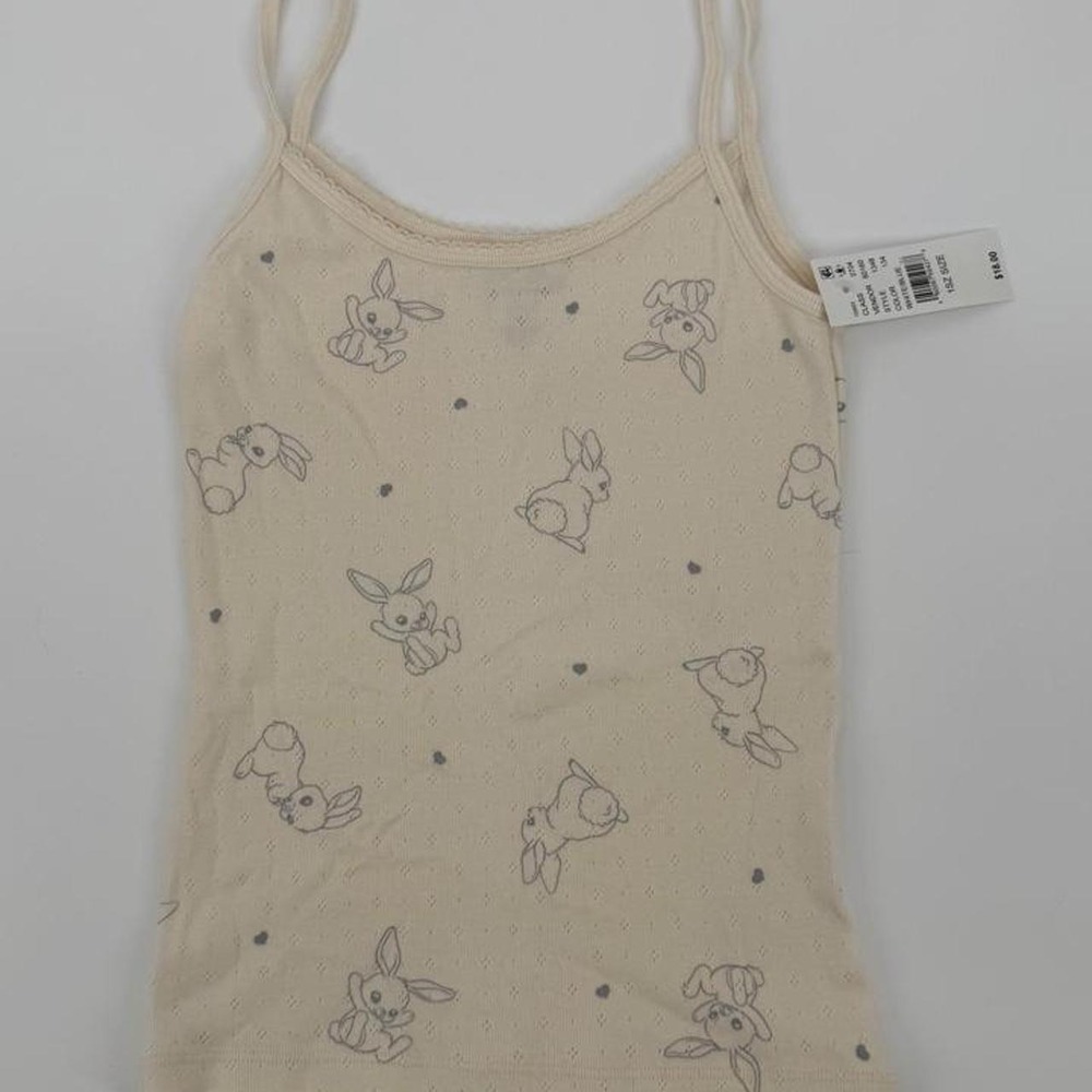 John Galt Brandy Melville Cream Bunny Print Cotton Tank Top Camisole Small NWT